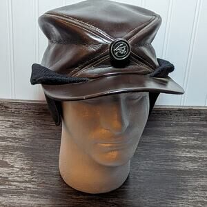 Vintage Men's United Hatters Cap Millinery Workers Hat Leather Knit Size 71/4